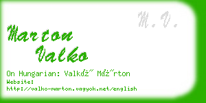 marton valko business card